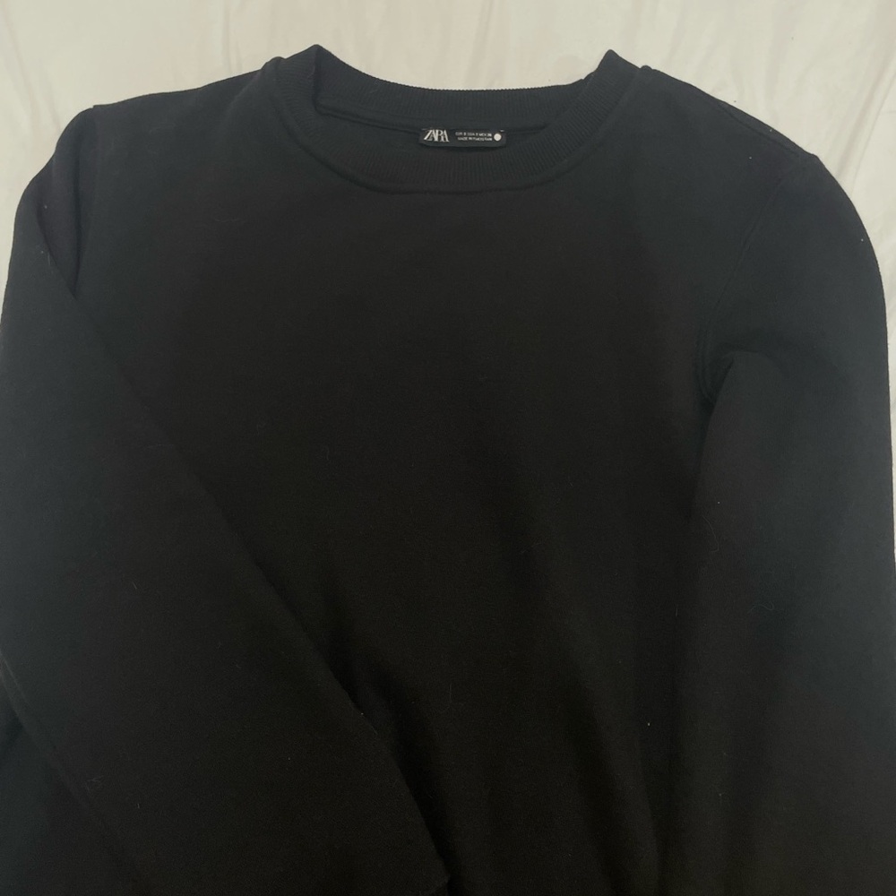 Zara Jet Black Crewneck Top